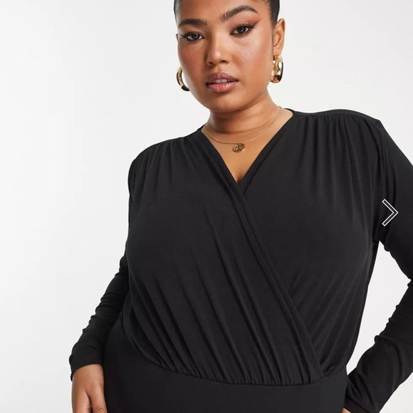 NWT ASOS Curve Wrap thong bodysuit in black size 18 - Picture 4 of 5